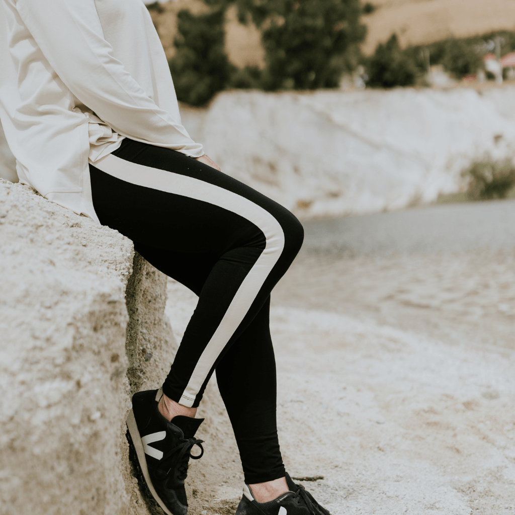 Max Women s Legging Pants Black Oyster Stripe Moke Apparel