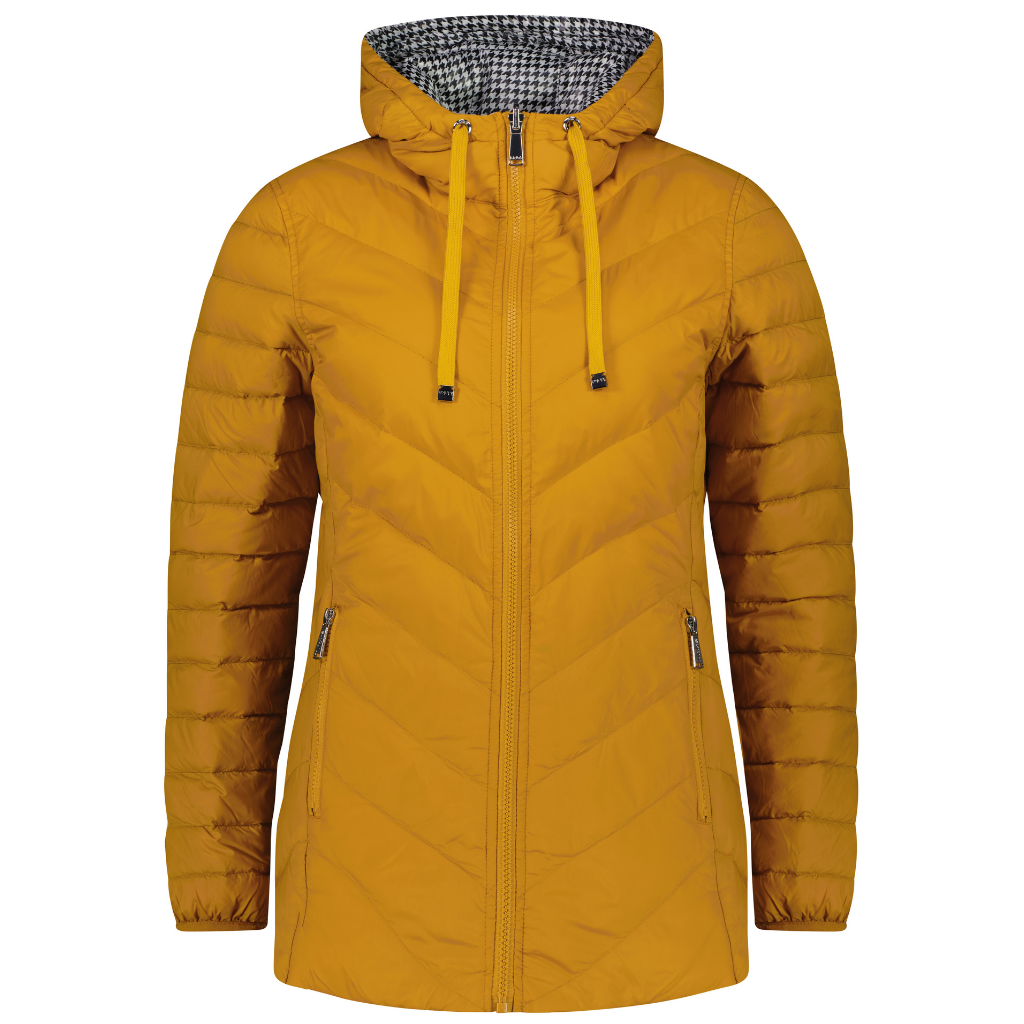 Jo Women's Reversible 90/10 Down Jacket - Apricot Crush/Houndstooth