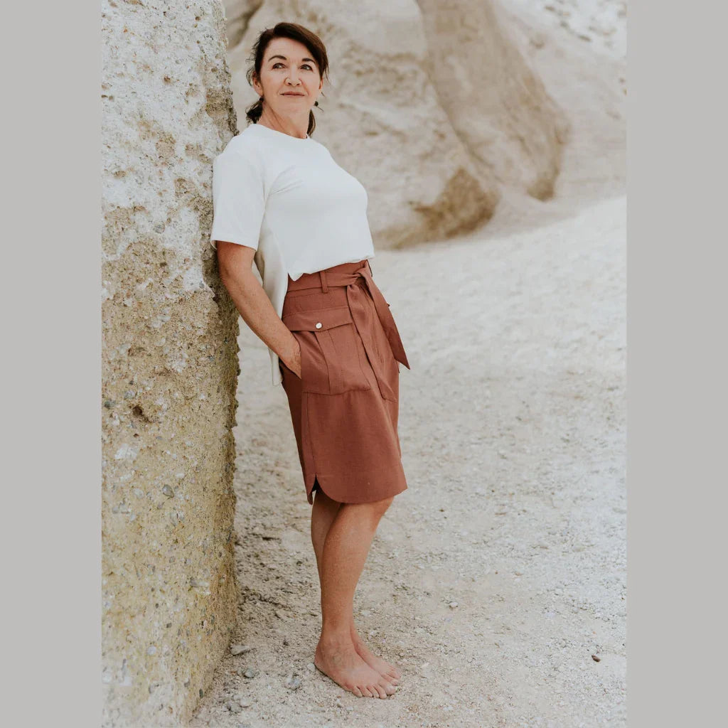 Lanii Women's Mid Length Skirt - Desert | Tan | Brown - Moke Apparel