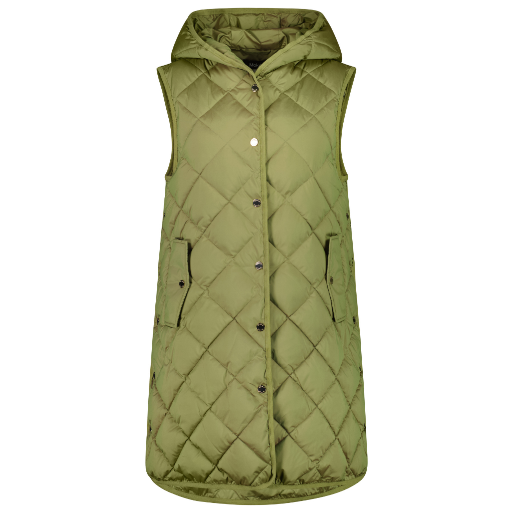Mae Women&#39;s Quilted Long Vest - Avocado