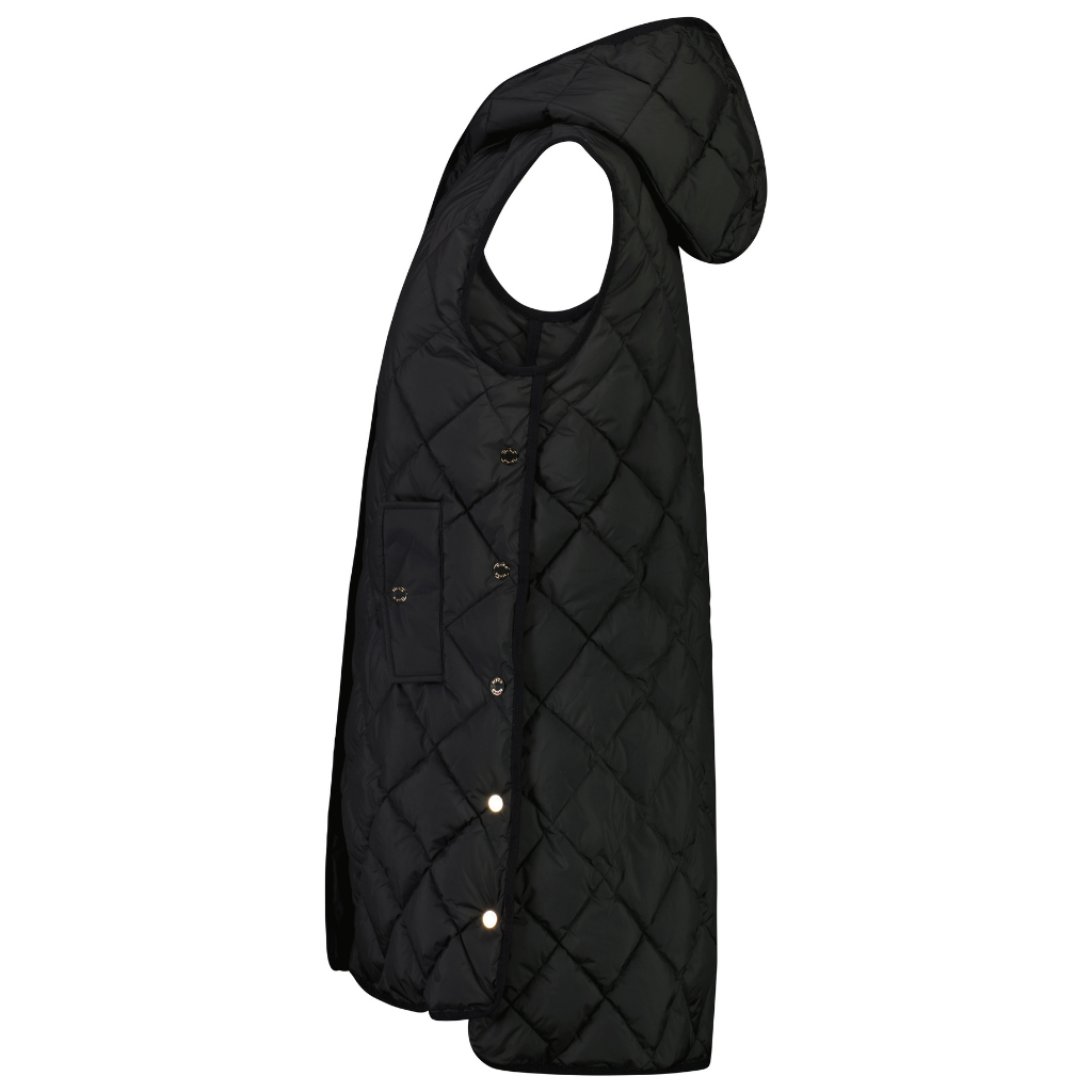 Mae Women&#39;s Quilted Long Vest - Black