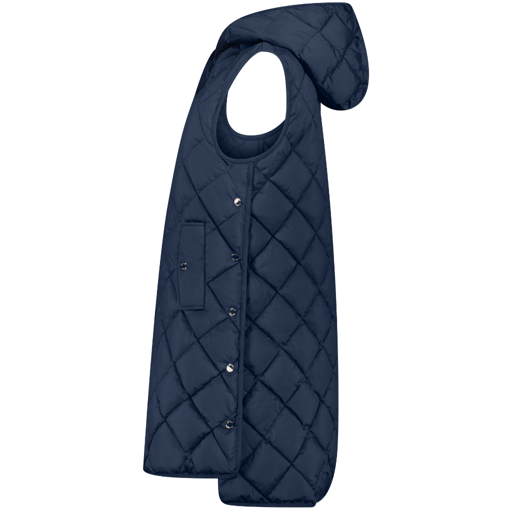 Mae Women&#39;s Quilted Long Vest - Midnight Blue