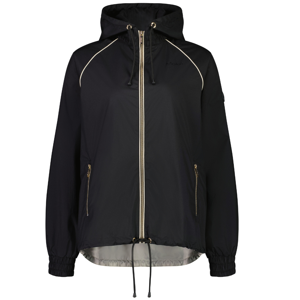 Ngapera Women&#39;s Wind Breaker - Black with Oyster Trim