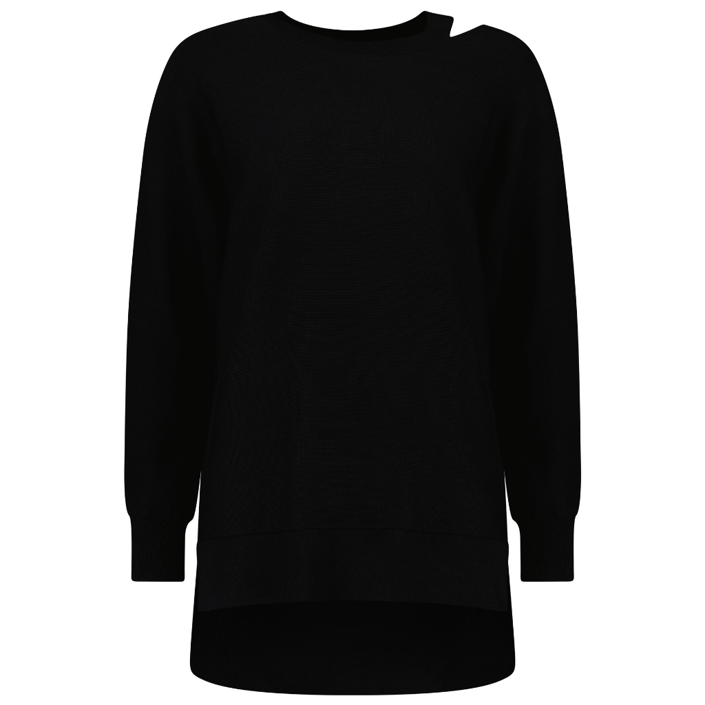 Wanda Split Neck Women&#39;s Sweater - Black