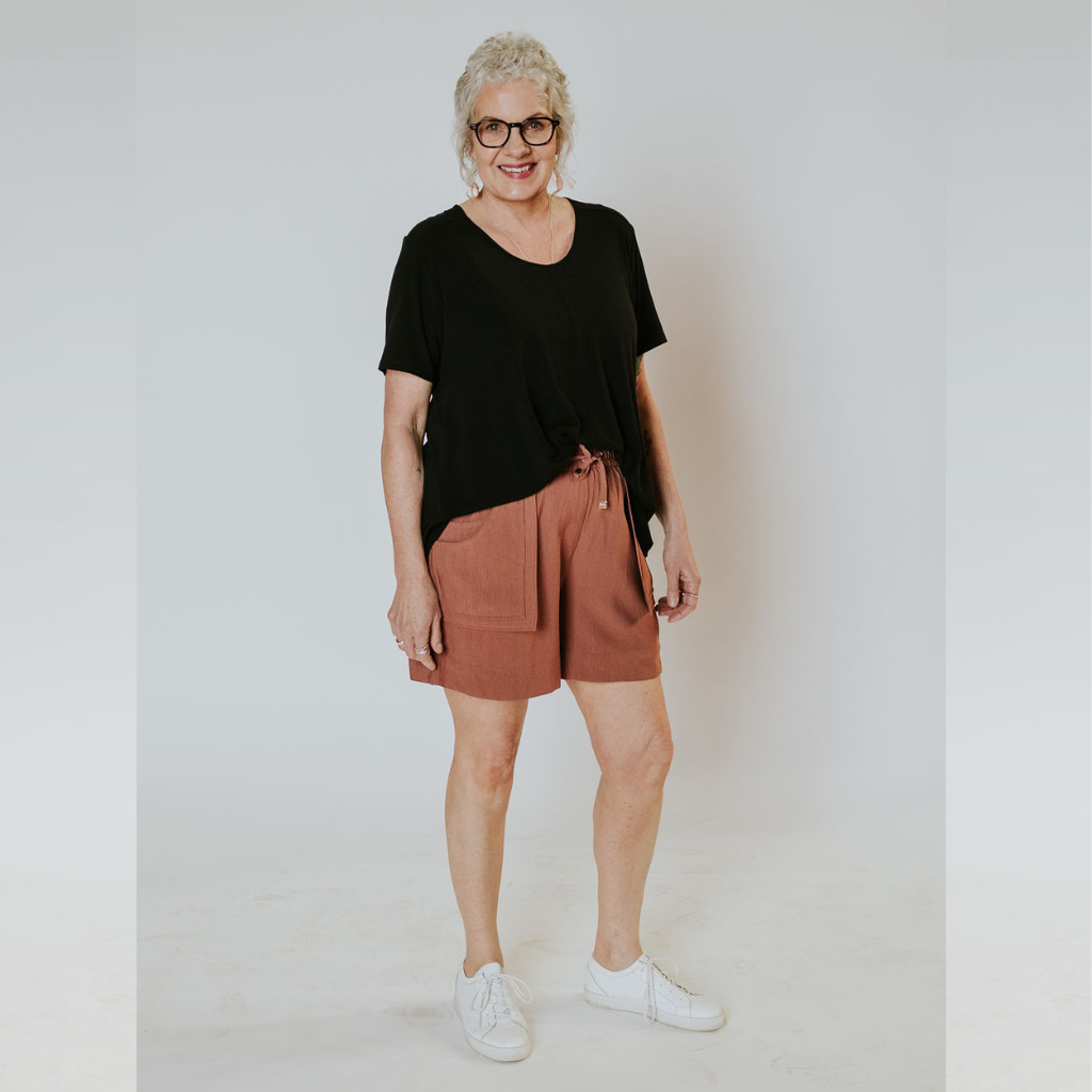Women's top paperbag shorts